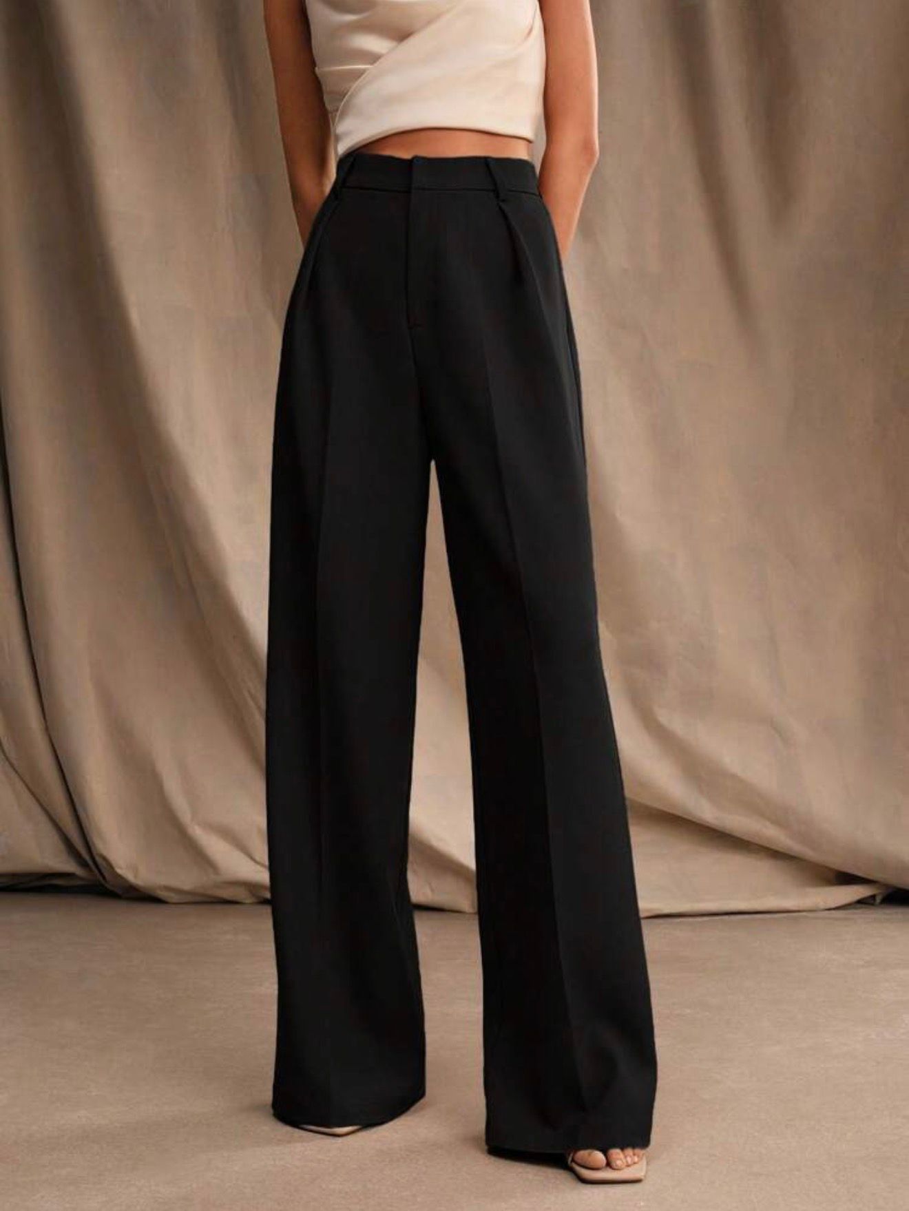 Plain Simple Daily Straight High-Waisted Pants