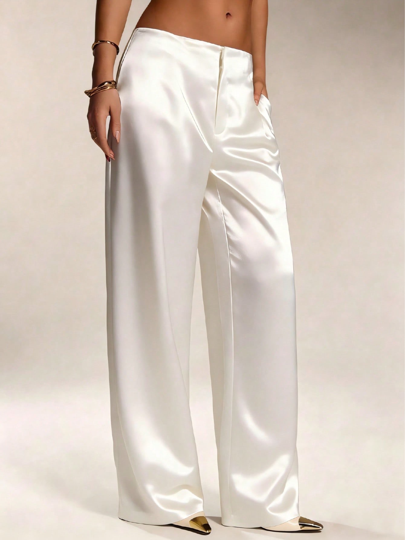 Satin white pants