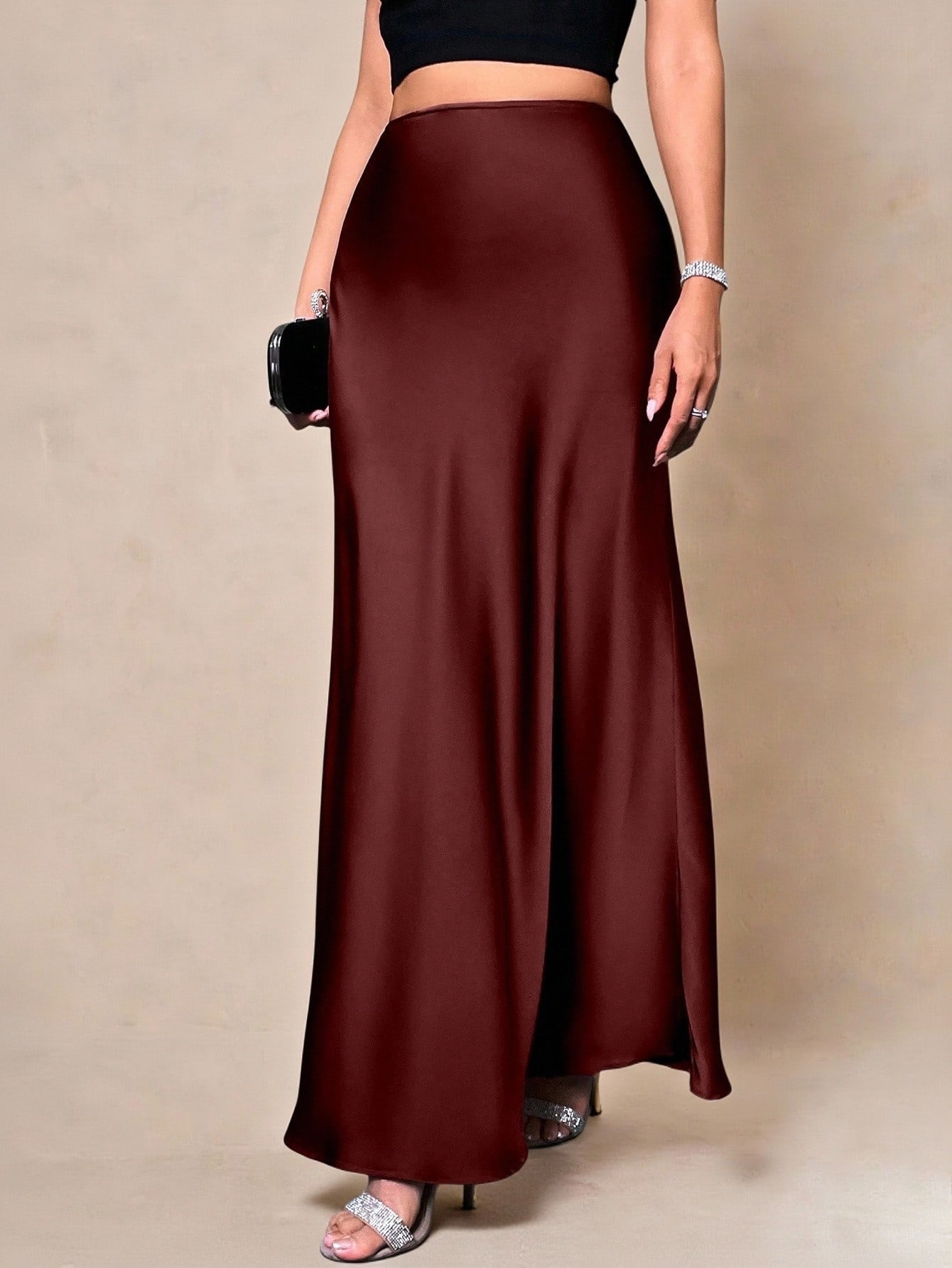 Burgundy Silk Skirt