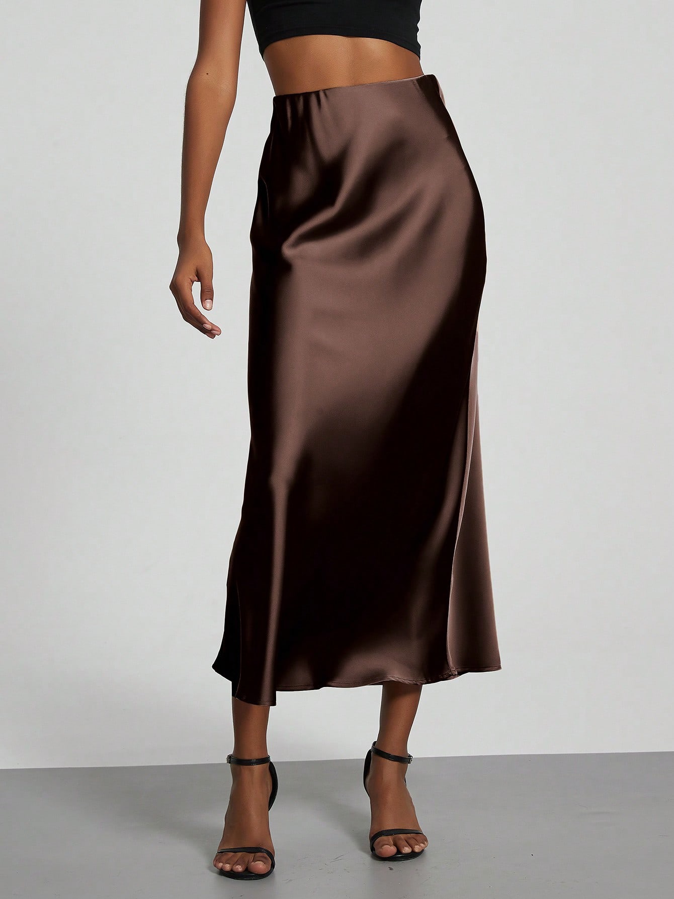 Brown satin skirt