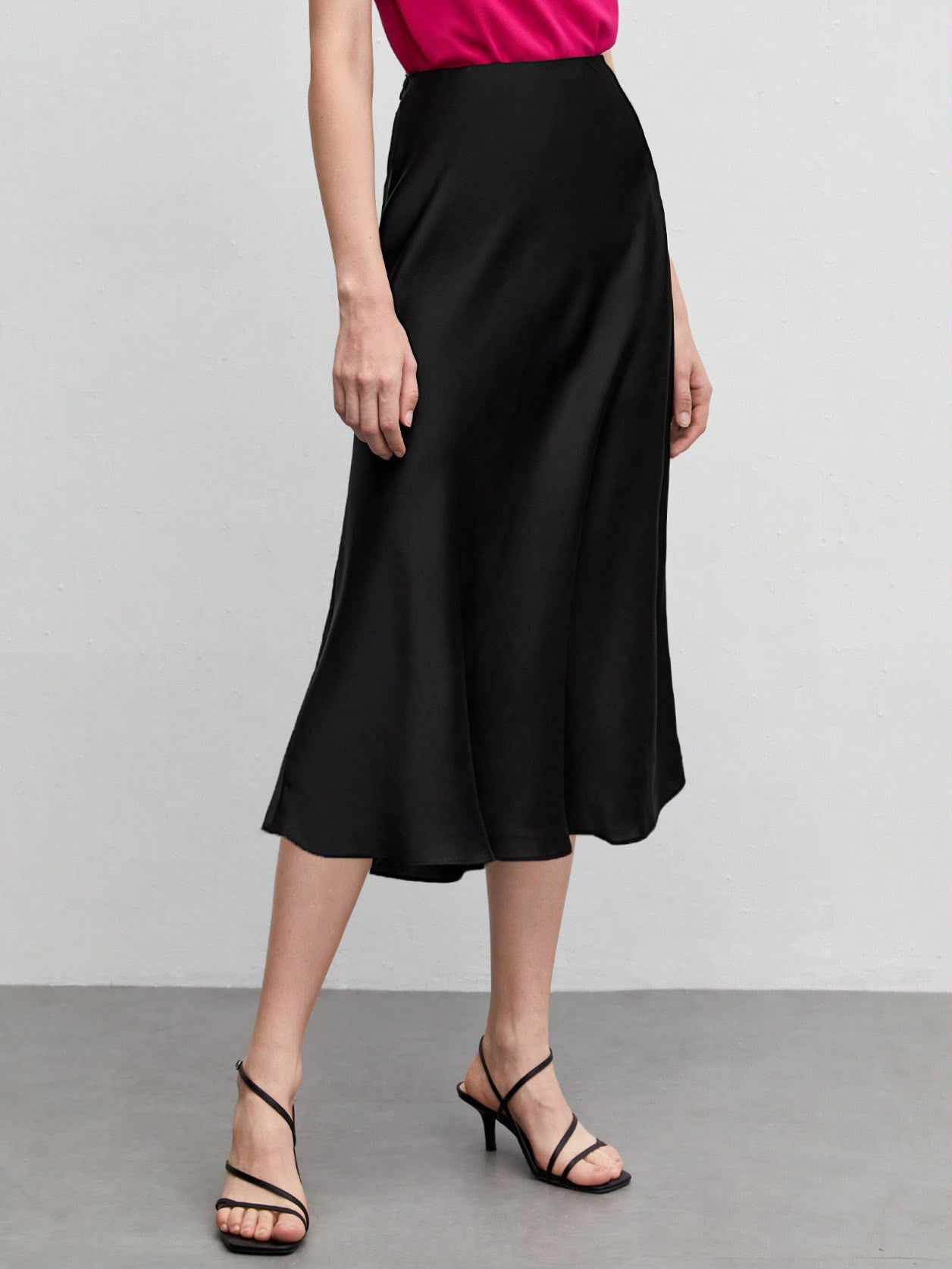 Midi Black Silk skirt