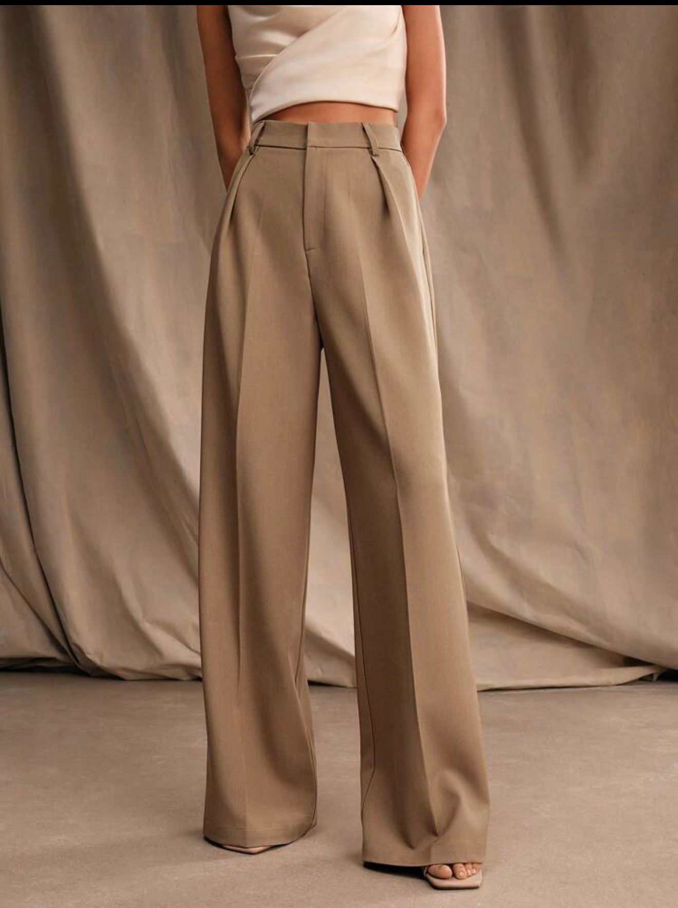 High Waisted Wide Leg Suit Trousers