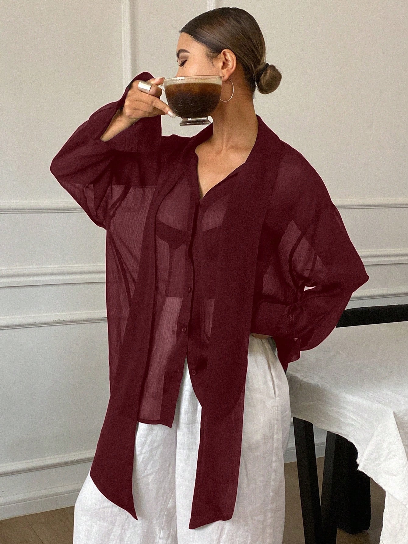Flowy collar longsleeves